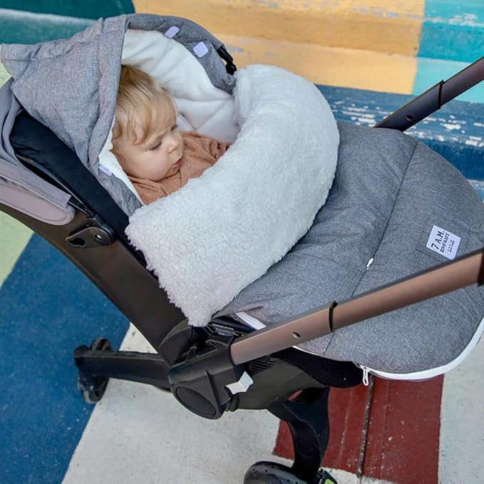7 A.M. 7AM Enfant Universal Stroller Footmuff - Water Repellent Winter Bunting Bag for Strollers & Car Seats, Soft Micro-Fleece & Plush Lined Stroller Footmuff for Baby Boy & Girl | LambPOD