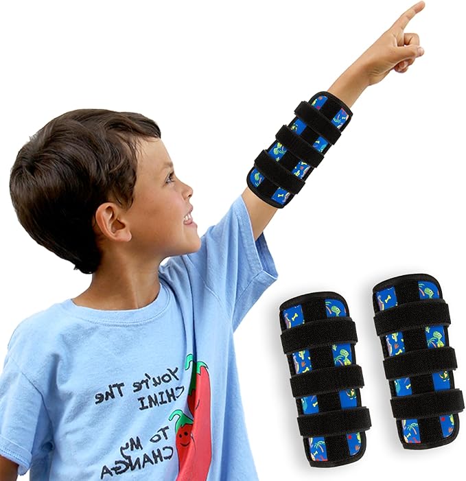 2 Pcs Thumb Sucking Deterrent, Dinosaur Elbow Thumb Guard for Thumb Sucking, Nail Biting Treatment for Kids Prevention Anti Nose Picking for Boys Girls Finger Sucking Prevention