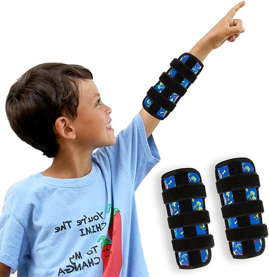 2 Pcs Thumb Sucking Deterrent, Dinosaur Elbow Thumb Guard for Thumb Sucking, Nail Biting Treatment for Kids Prevention Anti Nose Picking for Boys Girls Finger Sucking Prevention