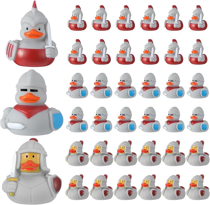 Sotiff 36 Pcs Medieval Rubber Duckies Knight Character Funny Military Rubber Ducks for Carnival Birthday Theme Decor Supplies