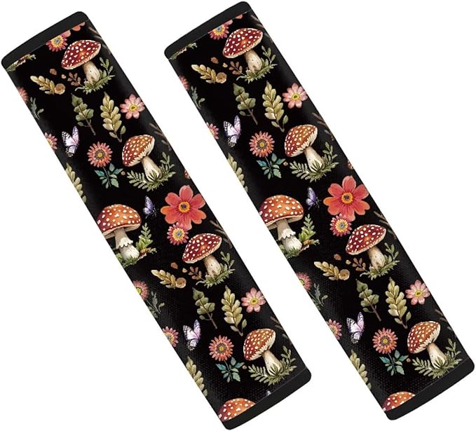 AFPANQZ Mushroom 1 Pair/Set Safety Seatbelt Cover Kit Car Auto Seat Belt Pads Covers Comfortable Driving Car Seats Accessories Backpack Bags Strap Pads Covers