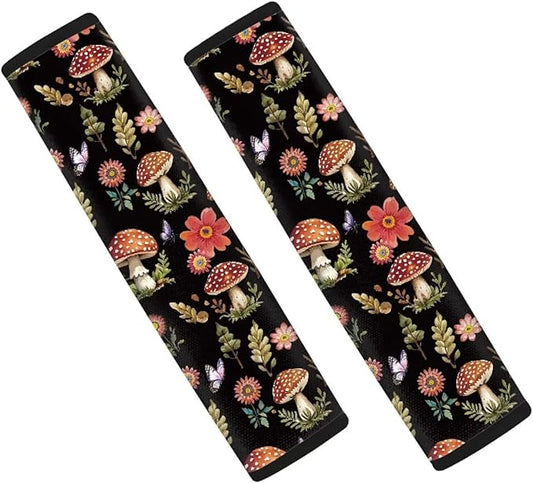 AFPANQZ Mushroom 1 Pair/Set Safety Seatbelt Cover Kit Car Auto Seat Belt Pads Covers Comfortable Driving Car Seats Accessories Backpack Bags Strap Pads Covers