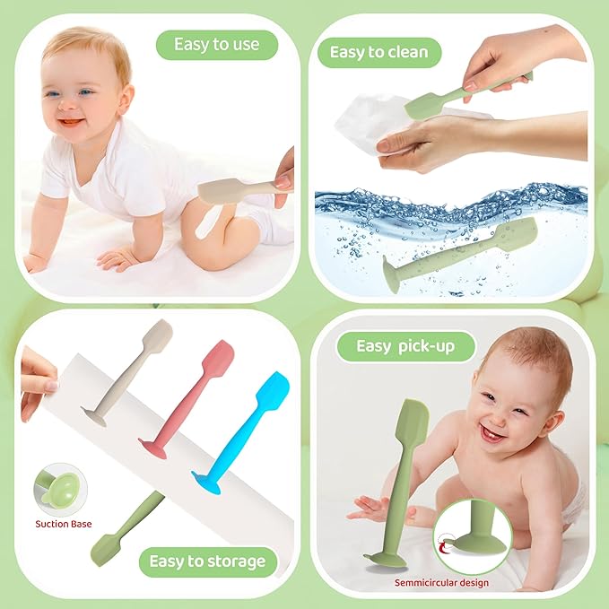 Baby Diaper Cream Spatula with Case,2 Large Diaper Spatula with 2 Travel Case 1 Gift Box,Soft Butt Paste Spatula Baby Butt Spatula,Diaper Cream Applicator Diaper Rash Spatula Brush