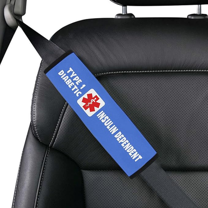 Type 1 Diabetic Insulin Dependent Custom Color Size Medical Car Seat Belt Cover for Adults Girls and Boys Seatbelt Belt Strap Shoulder Pad for a Driving 75