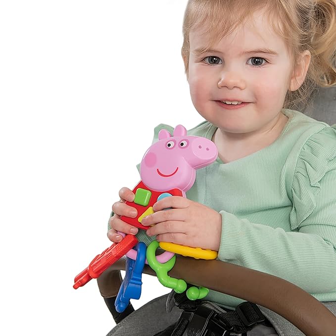 Peppa Pig Keys Interactive Sensory Toy, Peppa Theme, Peppa Pig House on the Hill, Includes Clip for Stroller, Crib, Bags, Light and Sound, Kids Teething Toy, 18 Months and Up