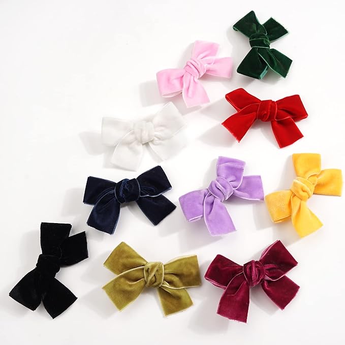 Ayesha Velvet Hair Clips and Barrettes for Toddlers - 20pcs Christmas Hair Accessories with Hair Bows