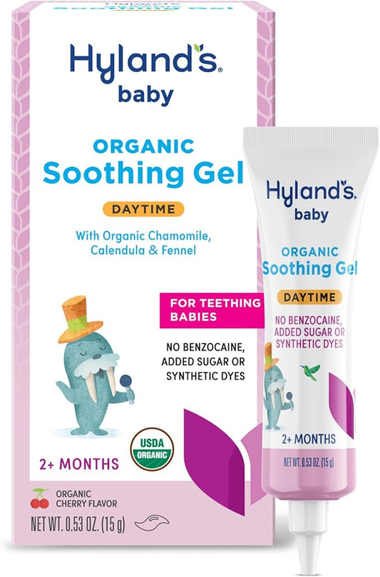 Hyland's Baby Organic Day Oral Soothing Gel, with Chamomile, Calendula, and Fennel, Cooling Gel for Oral Discomfort, Easy-to-Apply, Ages 2 Months and Up, 0.53 Ounce