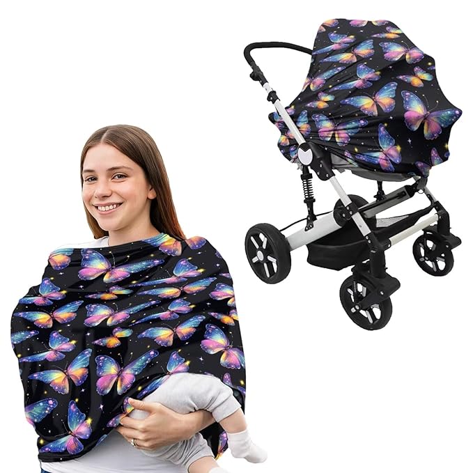 Butterflies Basket Covers & Nursing Pillow Cover for Baby Dreamy Newborn Registry & Shower Gift for Boys Girls Breathable Washable Not Easy to Fade