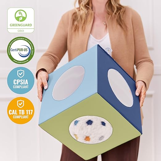 ECR4Kids SoftZone Mirror Activity and Sensory Play Cube, Baby Essentials, Earthtone