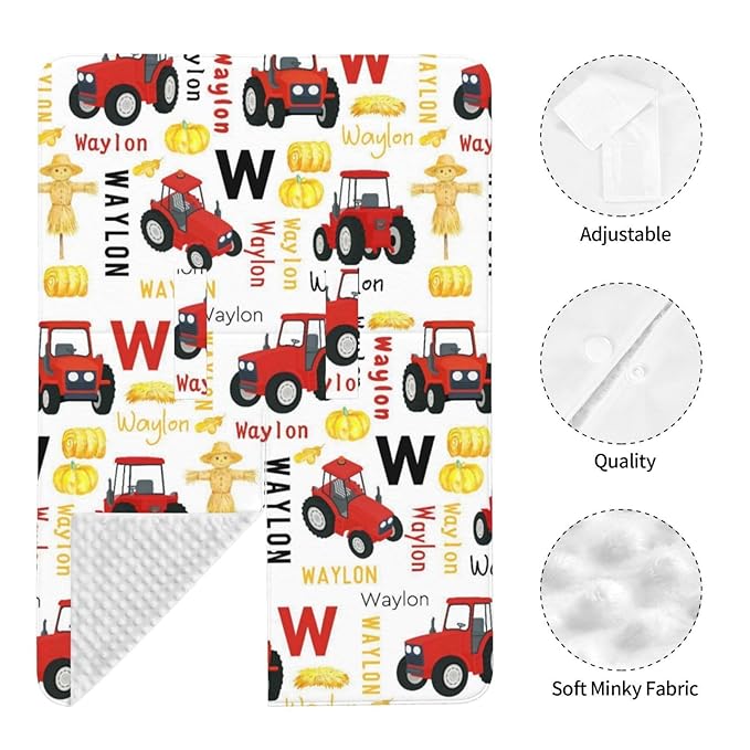 Personalized Red Tractor Baby Car Seat Cover for Boys, Custom Strollers Carseat Canopy with Name, Nursing Covers for Breastfeeding, Multiuse Car Seat Canopies for Newborn Infant
