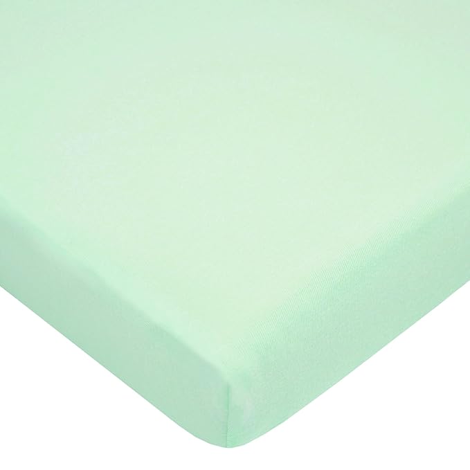 American Baby Company 100% Natural Cotton Fitted Pack and Play Sheet 39" x 27" - Soft & Breathable Pack N Play Sheet for Playpen, Playard & Mini Crib Mattress, Mint, for Boys & Girls