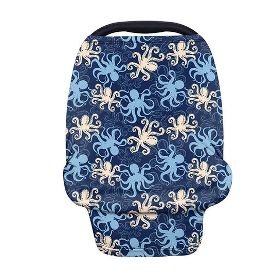 Forchrinse Octopus Print Baby Car Seat Canopy for Boys Girls Nursing Breastfeeding Cover Stroller Cover Baby Car Seat Cover for Infant