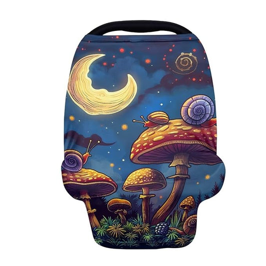 ZFRXIGN Mushroom Car Seat Covers for Babies Boy Girl Stretchy Nursing Cover for Breastfeeding Carseat Covers Canopy Shopping Cart Cover for Travel Moon Night Snail