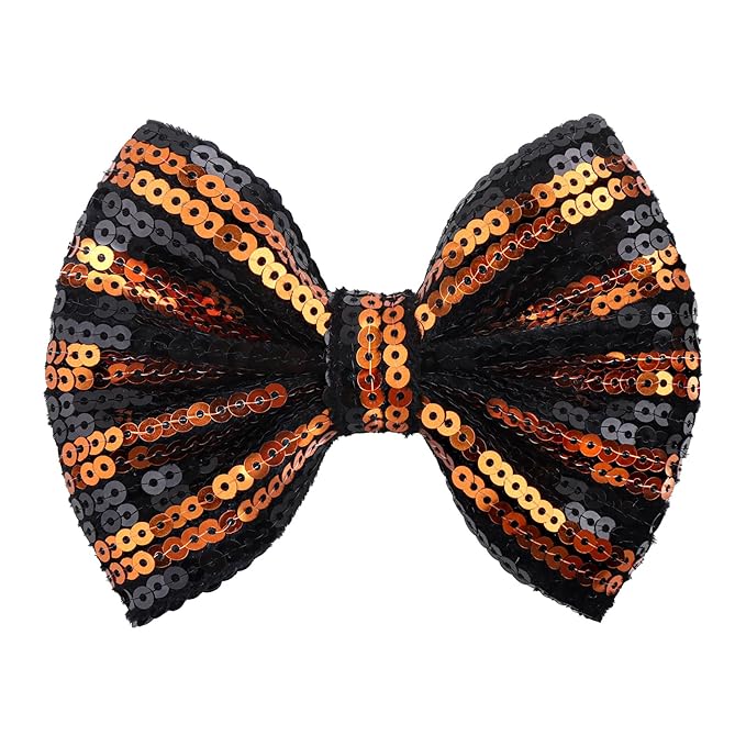 Halloween Baby Girl Clips Alligator Clips Hair Sequins Bows Toddler Girls Sparkly Glitter Baby Barrettes Cheer Bows Kids Hair Bow Black Stripe