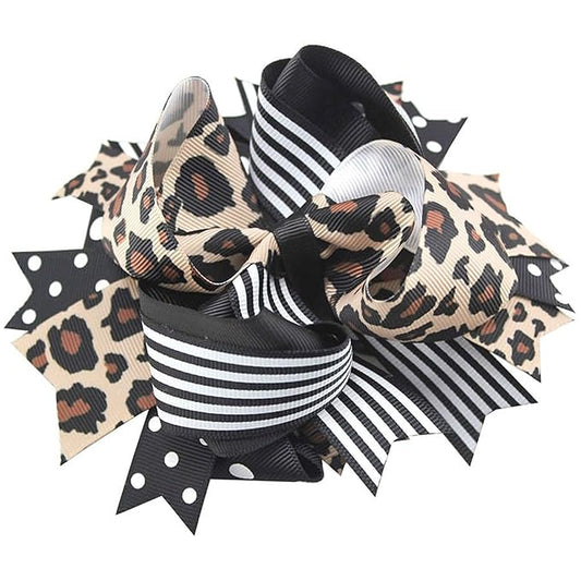 Glitter Leopard Hair Bow Clips for Girls Women Animal Print Hair Accessories with Non-Slip Clips, Bow hairpin Hair Accessories.(FJ119) (Leopard 04)