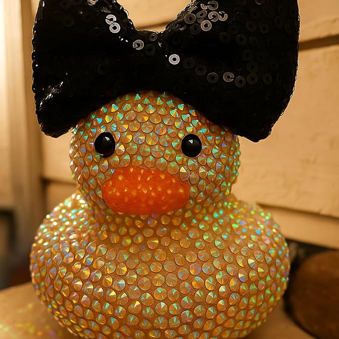 Sotiff Cheerleader Gifts Ideas Rhinestone Crystal Rubber Ducks You've Been Cheer Ducked Cheer Team Inspirational Gift Accessories for Women Teammate(Black)