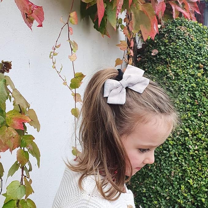 12 PCS Linen Bow Hair Clips for Baby Girls Hair Bows Alligator Clips Accessories Infants Toddler Kids Hairgrips (Classical Bow 3.5'')