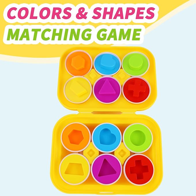 WEEJOYGAM Easter Eggs Toys for Toddlers 1-3, Color Sorting Shape Sorter Matching Game Montessori Sensory Educational Learning Toys for 1 2 3 Year Old Girl Boy Kids Birthday Gift Easter Basket Stuffers