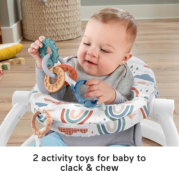 Fisher-Price Portable Baby Chair Sit-Me-Up Floor Seat with Developmental Toys & Machine Washable Seat Pad, Pacific Pebble