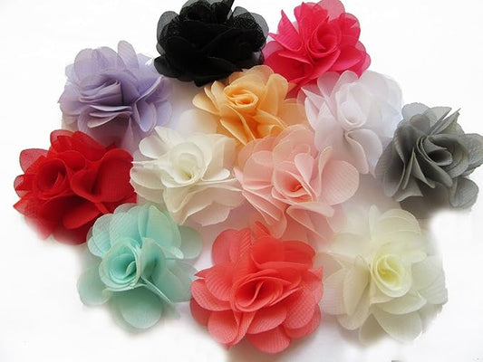 YYCRAFT Pack of 30 Chiffon Flower 1.5" Hair Flower Headband-Mix Color