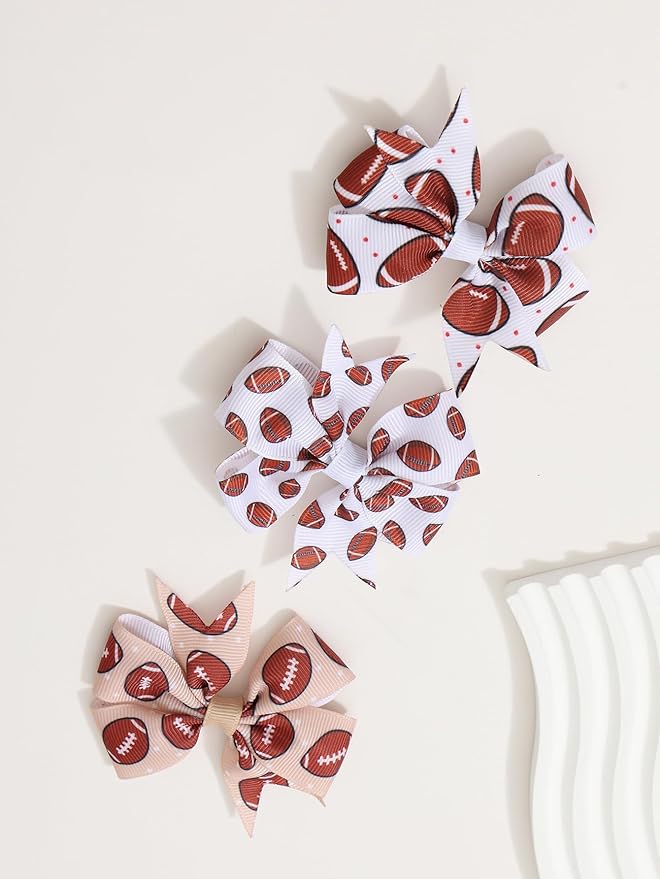 BBTDIN Baby Football Turban Headband Girl Football Bows Baby Football Hair Band Bow BBG19 (3 Pcs-F1)