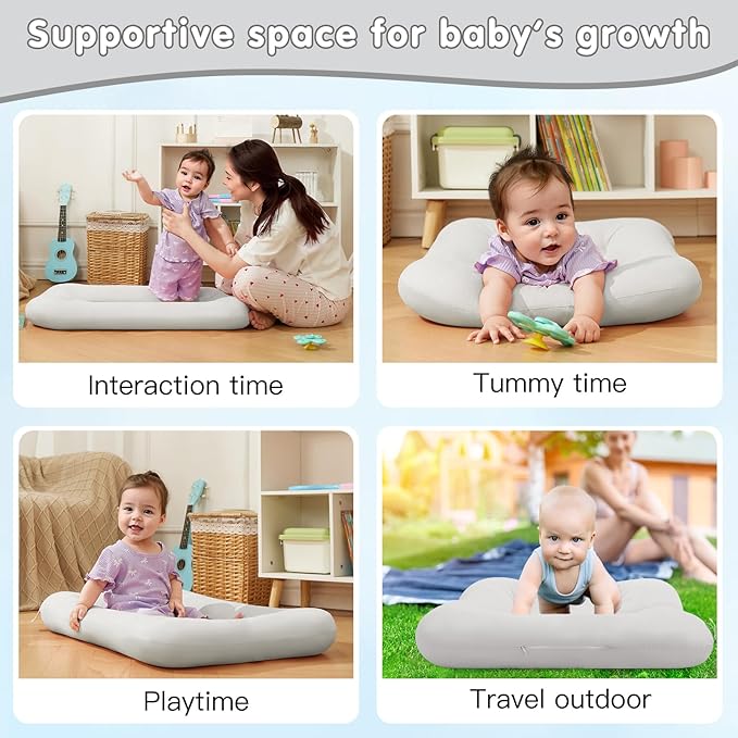 Baby Lounger 0-18 Months, Baby Lounger for Newborn, Soft Organic Cotton Breathable Lounger for Infants (Grey Baby Lounger)