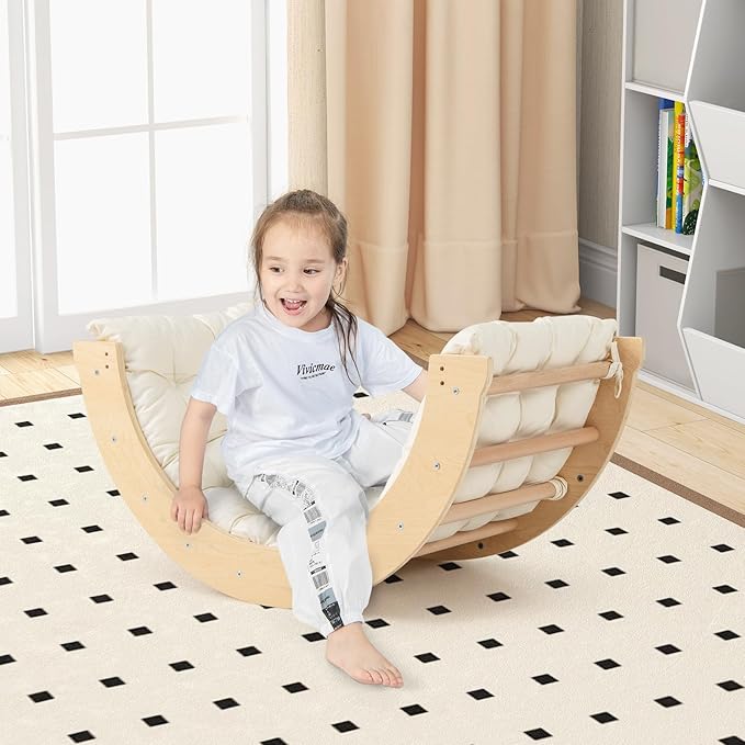 Costzon Wooden Arch Sensory Table for Kids, 6-in-1 Toddler Indoor Montessori Climbing Toys with Cushion, Foldable Storage Bin, Arch Climber Ladder Learning Playset for Kids Gift Presents