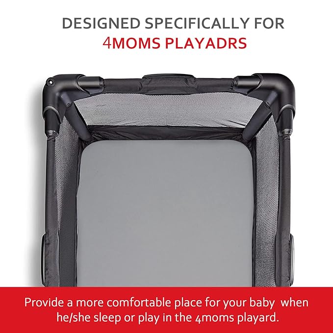 Pack and Play Sheets Fitted, Compatible with 4moms Breeze Plus Playard & Breeze GO Playard, Cotton Pack and Play Sheets Cover, Gray, 40"×28", 2 Pack