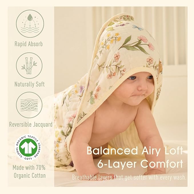 4-Piece Ultra Soft Muslin Baby Towel Set - Ideal for Bath & Beach, (32x32 inches)