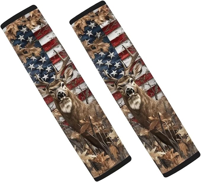 AFPANQZ American Deer Branch Car Seat Belt Pads Cover Universal Fit Vehicle Seat Belt Comfort Shoulder Pads for Adults Children Seat Cushion Shoulder Straps Cushion for Bags
