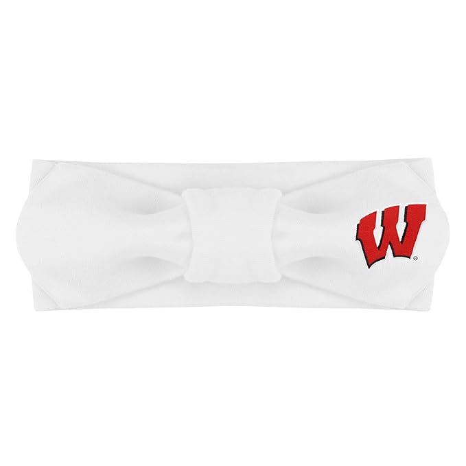 Creative Knitwear Wisconsin Badgers Infant Girls White Solid Hair Knot Headband Embroidered Logo - Size Newborn - 4T
