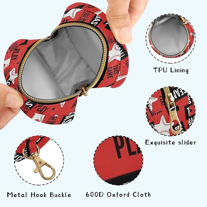 Sports Baseball Star Red Print Pacifier Holder Case for Diaper Bag Portable Travel Pacifier Storage Case with Clip Newborn Baby Pouch for Baby Boys Girls Purse Outdoor