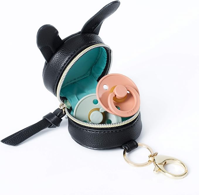MOMINSIDE Pacifier Case with Handle - Pacifier Pod Easily Attaches to Diaper Bag or Purse Holds 2 Pacifiers or Nipple Shield Pacifier Case with Clip & Cover, Holder Pod with Clasp