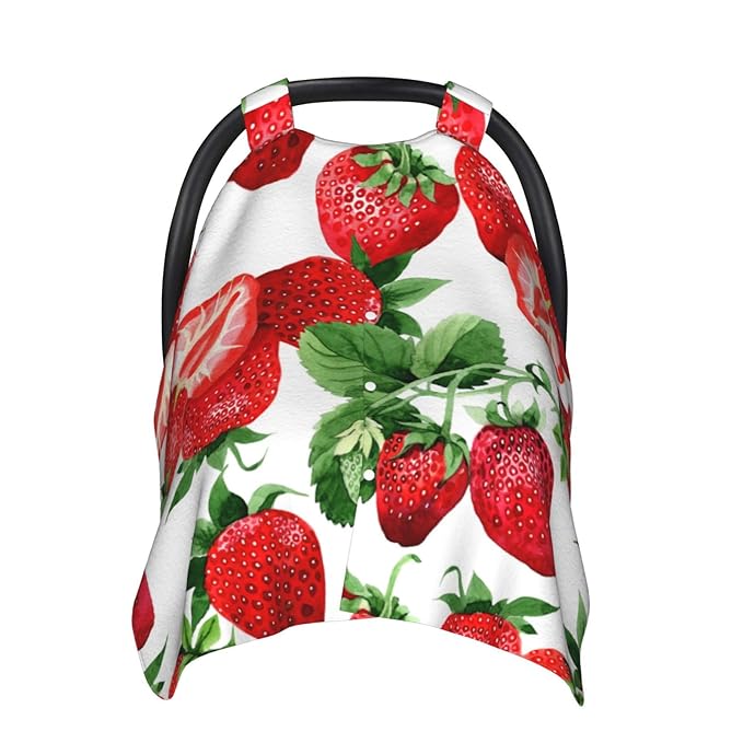 Strawberries Car Seat Covers Canopy for Baby Nursing Cover Breastfeeding Covers Infant Stroller Cover for Newborn Shower Gift
