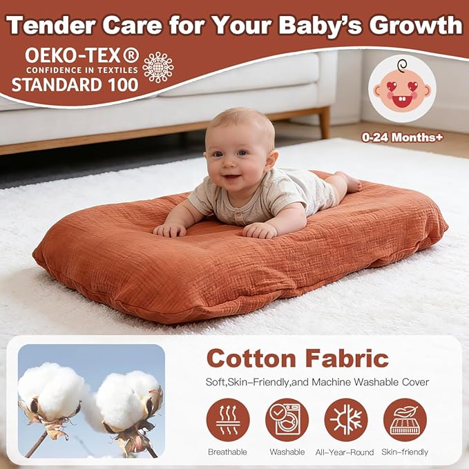 Baby Lounger - Snuggle Cozy Me Infant Support Cushion for Newborns | Breathable & Soft, Portable Awake-Time Pad, Essential Baby Gift (Lounger Cover Included)