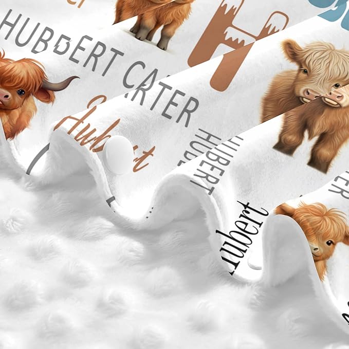 Personalized Highland Cow Carseat Cover for Baby Custom Name Car Seat Canopy for Newborn Baby Boys Girls 2 in 1 Mom Nursing Breastfeeding Covers Minky Baby Carrier Stroller Covers