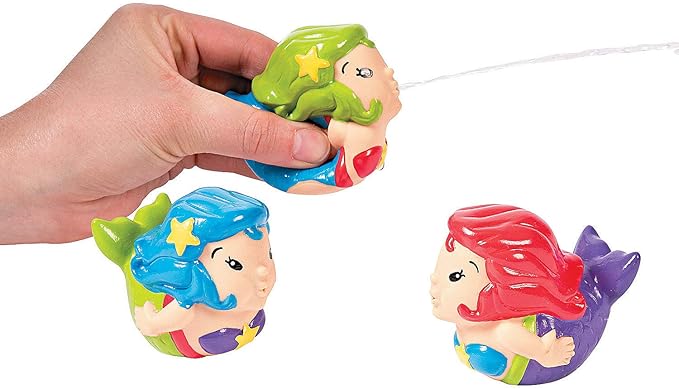 Fun Express Mermaid Squirt Toys - Set of 12 - Summer, Pool and Bath Toys - Party Favors and Giveaways