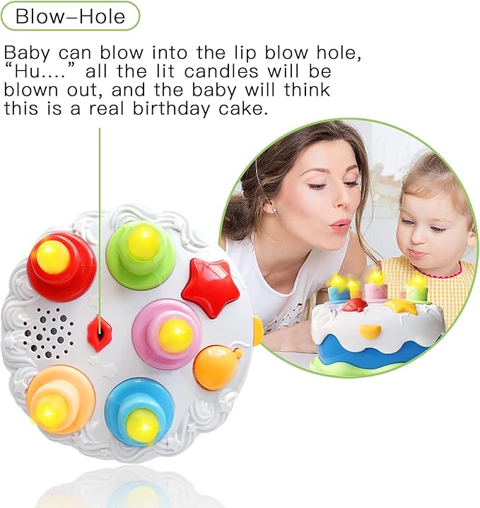 First Birthday Cake Toy - Music Cake Toys with Counting and Blow Candles Singing Toys for 1 2 3 4 Years Old Boys Girls Birthday and Xmas Gift
