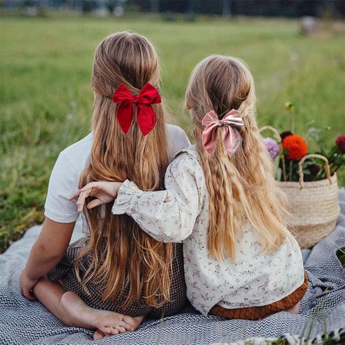 Pack of 24 Velvet Fable Bow Hair Clips for Women, Toddlers, and Kids - Alligator Hair Clips Hair Accessories (Velvet)