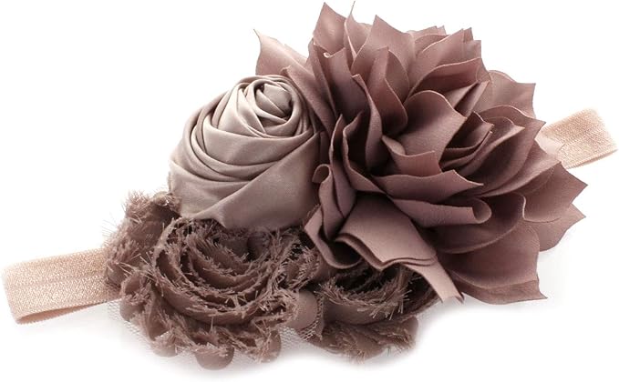 My Lello Shabby Fabric Flower Cluster Headbands Baby - Girls - Toddler Stretchy Elastic