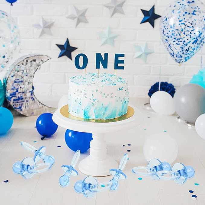 100 Pieces 2.75 Inch Plastic Pacifier for Baby Shower, Baby Shower Pacifier for Gender Reveal Party Decoration DIY Birthday Party Gift (Blue)