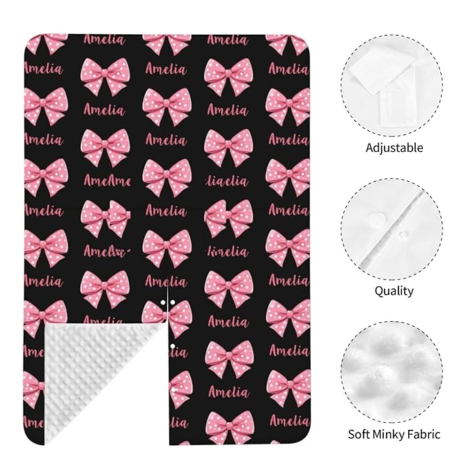 Personalized Name Car Seat Covers for Baby Girls, Custom Bows Baby Carseat Canopy, Nursing Cover for Breastfeeding, Strollers Car Seat Canopies for Babies Infant Newborn, Baby Shower Gifts