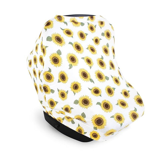 Hudson Baby Unisex Baby Multi-use Car Seat Canopy, Sunflower, One Size