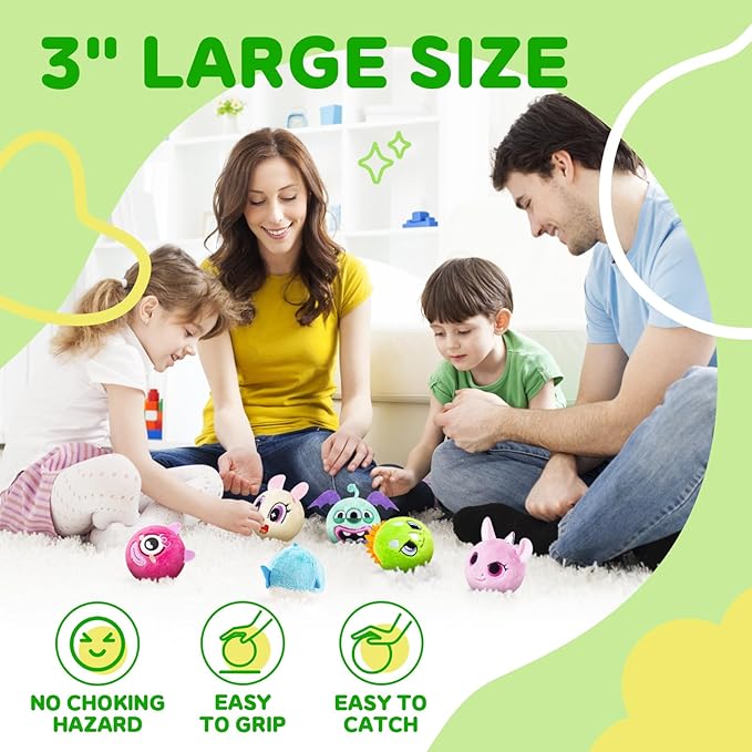 PlayZap Bouncy Balls 3" Large Size with Easter Bunny Stuffed Animal- Easter Basket Stuffers for Toddler Sensory Toys BPA-Free Safe Toys Gifts for Kids Boys Girls 1-3 3-5 5-8