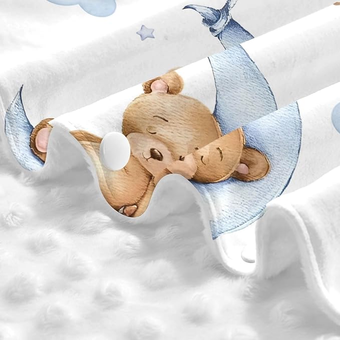 Custom Baby Name Nursing Cover Sleeping Bear Design – Personalized Car Seat Canopy for Boy, Stroller Cover, Baby Minky Blanket, Privacy Breastfeeding Cover, Soft Breathable Infant Shower Gift