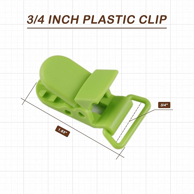 10-Pack Pacifier Clip Replacement Ends - BPA-Free Plastic Fasteners for DIY Baby Crafts, Sewing Bibs & Blankets Straps (3/4 Inch, Fruit Green)