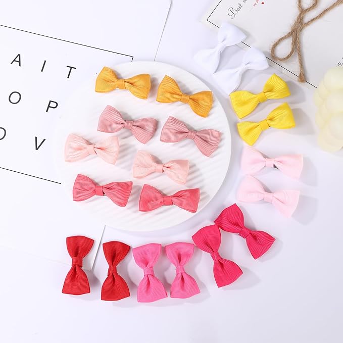 2inch Hair Bows for Baby Girls,60PCS Grosgrain Boutique Solid Ribbon Mini Bows Alligator Clips for Baby Girls Newborns Toddler in Pairs