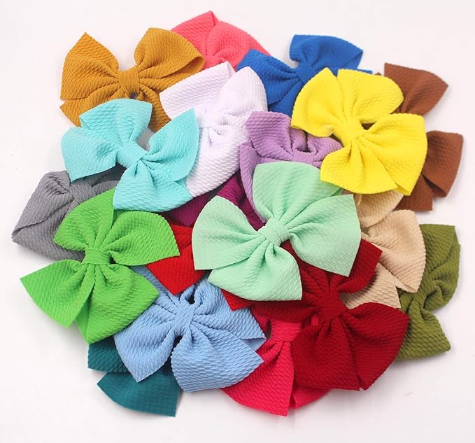 CÉLLOT 40 Pieces 4" Hair Bows Alligator Hair Clips for Baby Girls Toddlers Children Photographic Hair Accessories (20 Colors in Pairs)
