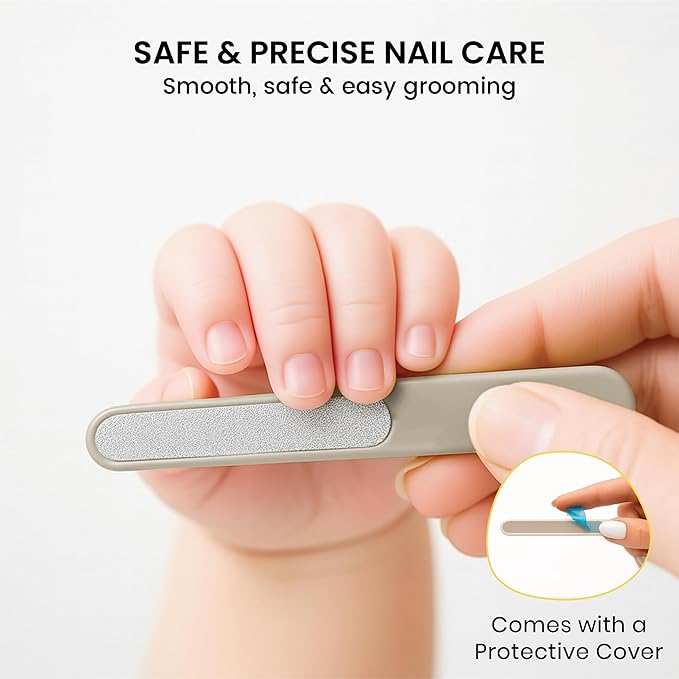 Lulyboo 4-in-1 Newborn Grooming Kit with Travel Compact Case, Baby Nail Clipper, Rounded Tip Scissors, Nail File & Tweezers, Stainless Steel, BPA-Free, Wipe-Clean, Teal Finish