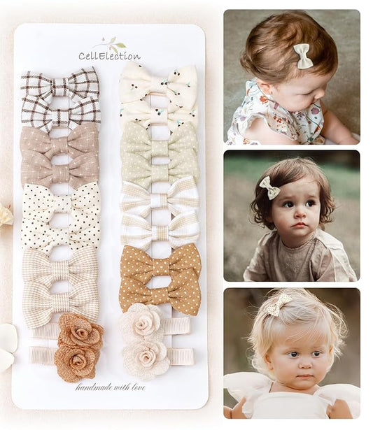 Baby Girls Hair Bow Clips,Tiny Bows Cotton Fully Lined Hair Clips Fine Hair for Girls Infants Toddlers 20pcs